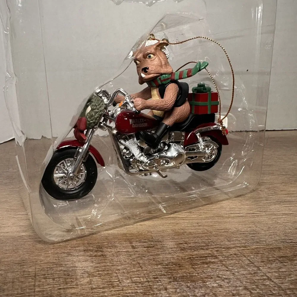 VTG 1999 HARLEY DAVIDSON NORTH POLE MOTORCYCLE CLUB X-MAS ORNAMENT WALRUS & DOG‎
